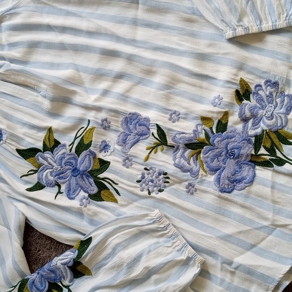 Anthropologie Akemi + Kin high neck embroidered keyhole blouse - Picture 2 of 11